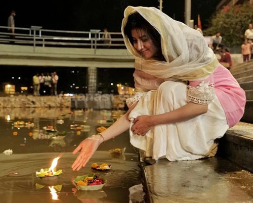 Floating Lamp in Ganga